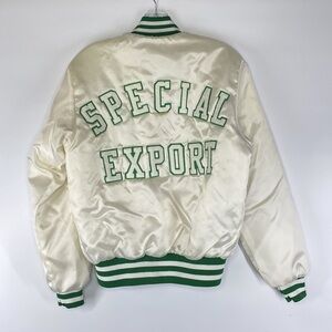 Vintage Special Export Satin Swingster Jacket White Green Size Small RARE